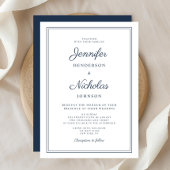 ネイビエレガントーフォーマル・ブルー結婚ズ 招待状