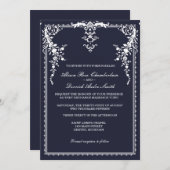 ネイビエレガントーフォーマル・ブルー 招待状 (正面/裏面)