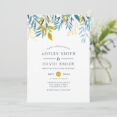 ネイビエレガントーフローラウォーター結婚カラー 招待状 (スタンド正面)