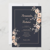ネイビエレガントーフローラ結婚式招待状 招待状 (正面)