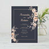 ネイビエレガントーフローラ結婚式招待状 招待状 (スタンド正面)