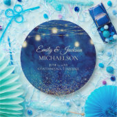 ネイビエレガントーブルウォーターのカラーストリングラ結婚イト ペーパープレート (パーティー)