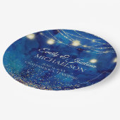 ネイビエレガントーブルウォーターのカラーストリングラ結婚イト ペーパープレート (アングル)