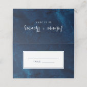 ネイビエレガントーブルウォーター結婚カラーのテーブル番号 プレイスカード (外部開封)