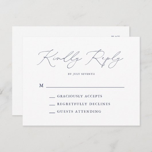 ネイビエレガントーブルウモダンェイRSVP ポストカード (正面/裏面)