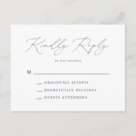 ネイビエレガントーブルウモダンェイRSVP ポストカード (正面)