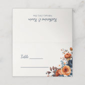 ネイビエレガントーブルオレンジフローラの結婚テーブル プレイスカード (外部開封)