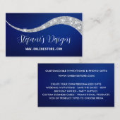 ネイビエレガントーブルシルバーフェイクグリッターオンラインストア 名刺 (正面/裏面)