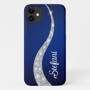 ネイビエレガントーブルシルバーフェイクグリッターオンラインストア iPhone 11 ケース