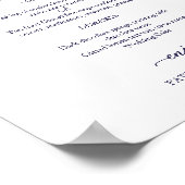 ネイビエレガントーブルスクリプ結婚トのメニュー記号 ポスター (角)