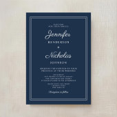 ネイビエレガントーブルスクリプ結婚ト 招待状