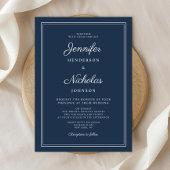 ネイビエレガントーブルスクリプ結婚ト 招待状