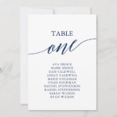 ネイビエレガントーブルテーブル番号1座席表 招待状 (正面)