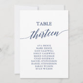 ネイビエレガントーブルテーブル番号13座席表 招待状 (正面)