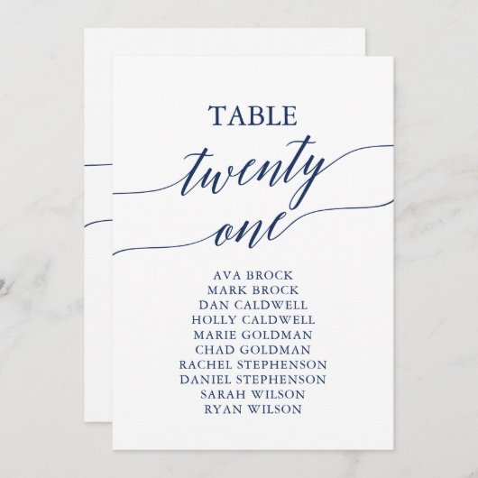 ネイビエレガントーブルテーブル番号21座席表 招待状 (正面/裏面)