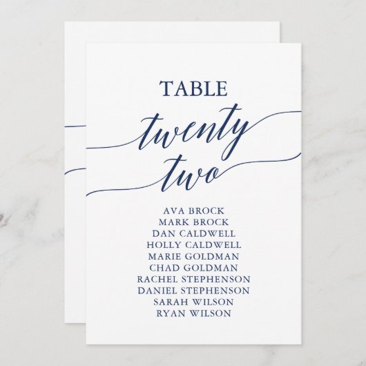 ネイビエレガントーブルテーブル番号22座席表 招待状 (正面/裏面)