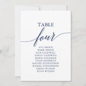 ネイビエレガントーブルテーブル番号4座席表 招待状 (正面)