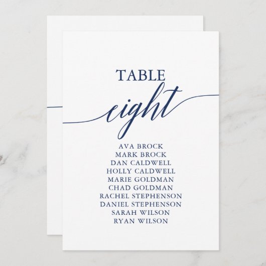 ネイビエレガントーブルテーブル番号8座席表 招待状 (正面/裏面)