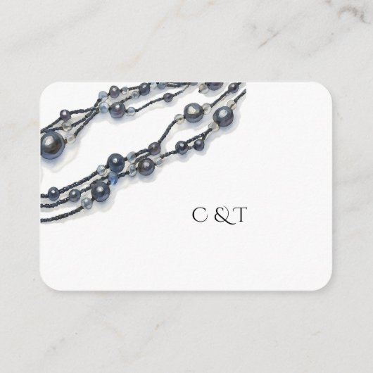 ネイビエレガントーブルパールウォーターモダンカラー結婚ズ エンクロージャーカード (裏面)