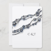 ネイビエレガントーブルパールウォーターモダンカラー結婚ズ セーブザデート (裏面)