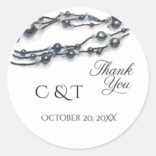 ネイビエレガントーブルパールウォーターモダンカラー結婚ズ ラウンドシール (正面)