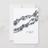 ネイビエレガントーブルパールウォーターモダンカラー結婚ズ 出欠カード (裏面)