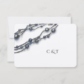 ネイビエレガントーブルパールウォーターモダンカラー結婚ズ 出欠カード (裏面)