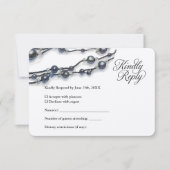 ネイビエレガントーブルパールウォーターモダンカラー結婚ズ 出欠カード (正面)