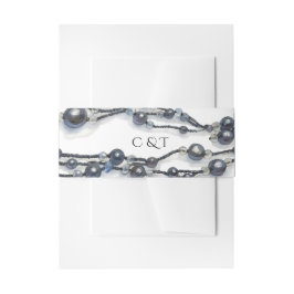 ネイビエレガントーブルパールウォーターモダンカラー結婚ズ 招待状ベリーバンド