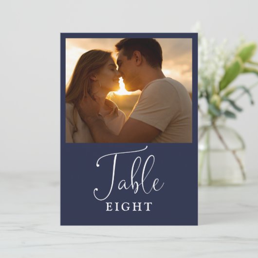 ネイビエレガントーブルフォトテーブル番号 招待状 (スタンド正面)