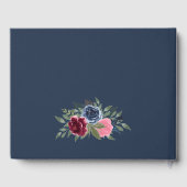 ネイビエレガントーブルブルゴーニュ金ゴールドジオメトリック結婚ス ゲストブック (裏面)