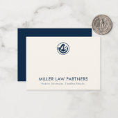 ネイビエレガントーブルーおよびアイボリーリーガルロゴノートカード ノートカード (正面/裏面インサイチュ)