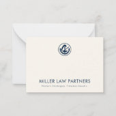 ネイビエレガントーブルーおよびアイボリーリーガルロゴノートカード ノートカード (正面)