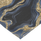 ネイビエレガントーブルーおよび金ゴールドグリッター瑪瑙パターン テーブルクロス (アングル)