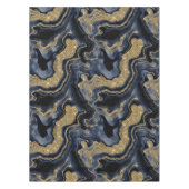 ネイビエレガントーブルーおよび金ゴールドグリッター瑪瑙パターン テーブルクロス (正面)