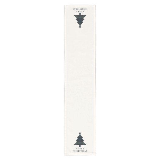 ネイビエレガントーブルーとグリーンプライドのクリスマスツリー ショートテーブルランナー (正面)