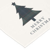 ネイビエレガントーブルーとグリーンプライドのクリスマスツリー ショートテーブルランナー (コーナー)