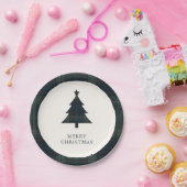 ネイビエレガントーブルーとグリーンプライドのクリスマスツリー ペーパープレート (パーティー)