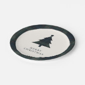 ネイビエレガントーブルーとグリーンプライドのクリスマスツリー ペーパープレート (アングル)