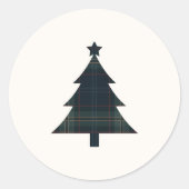 ネイビエレガントーブルーとグリーンプライドのクリスマスツリー ラウンドシール (正面)