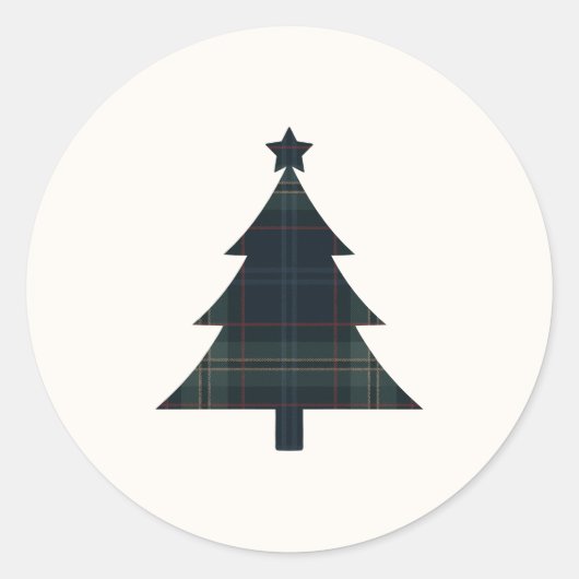 ネイビエレガントーブルーとグリーンプライドのクリスマスツリー ラウンドシール (正面)
