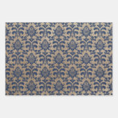 ネイビエレガントーブルーとタン ラッピングペーパーシート (正面2)