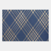 ネイビエレガントーブルーとタン ラッピングペーパーシート (正面)