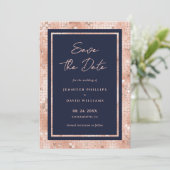 ネイビエレガントーブルーとバラ金ゴールドグリッター結婚ズ セーブザデート (スタンド正面)