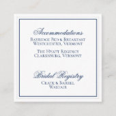 ネイビエレガントーブルーとホワイトの結婚詳細カード エンクロージャーカード (正面)