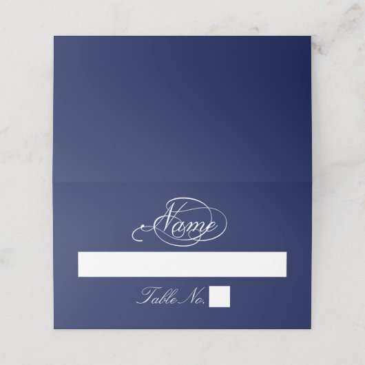 ネイビエレガントーブルーとホワイト結婚ズ プレイスカード (外部開封)