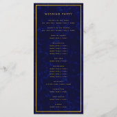 ネイビエレガントーブルーと金ゴールドの式結婚プログラム プログラム (裏面)