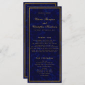 ネイビエレガントーブルーと金ゴールドの式結婚プログラム プログラム (正面/裏面)