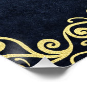 ネイビエレガントーブルーと金ゴールドの結婚歓迎 ポスター (コーナー)