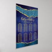 ネイビエレガントーブルーと金ゴールドアゲート結婚ズの座席 箔ポスター (レイダウン)